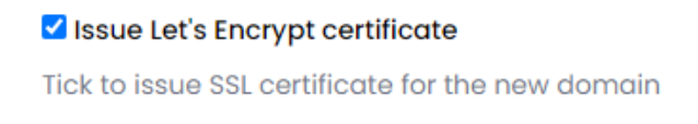 check the box ‘Issue Let’s Encrypt certificate