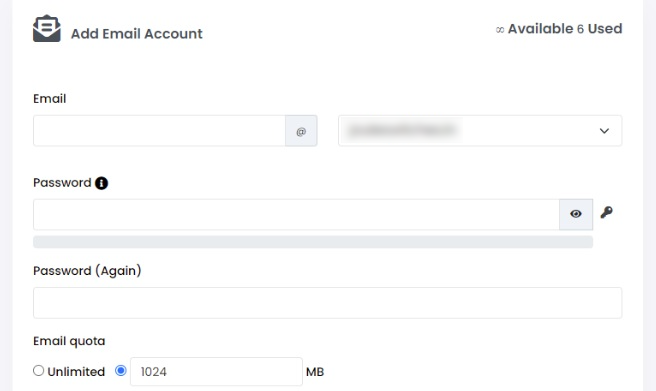 create the new email account