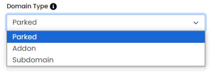 In the ‘Domain Type’ dropdown list